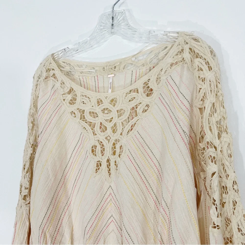 Free People Floating Memories Blouse in Natural Combo Size XS NWT